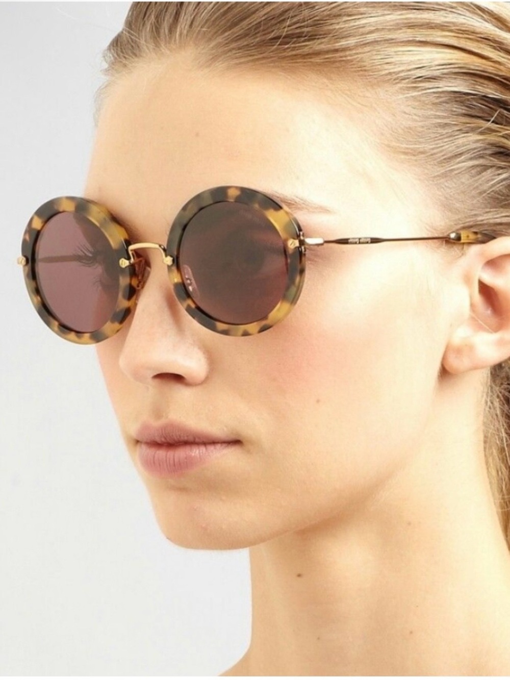 Miu miu. Authentic. Round Tortoiseshell Sunglasses - Brown Lenses